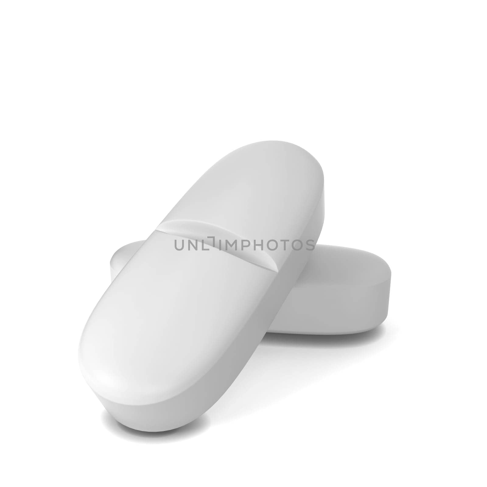 Two pills. 3d illustration isolated on white background