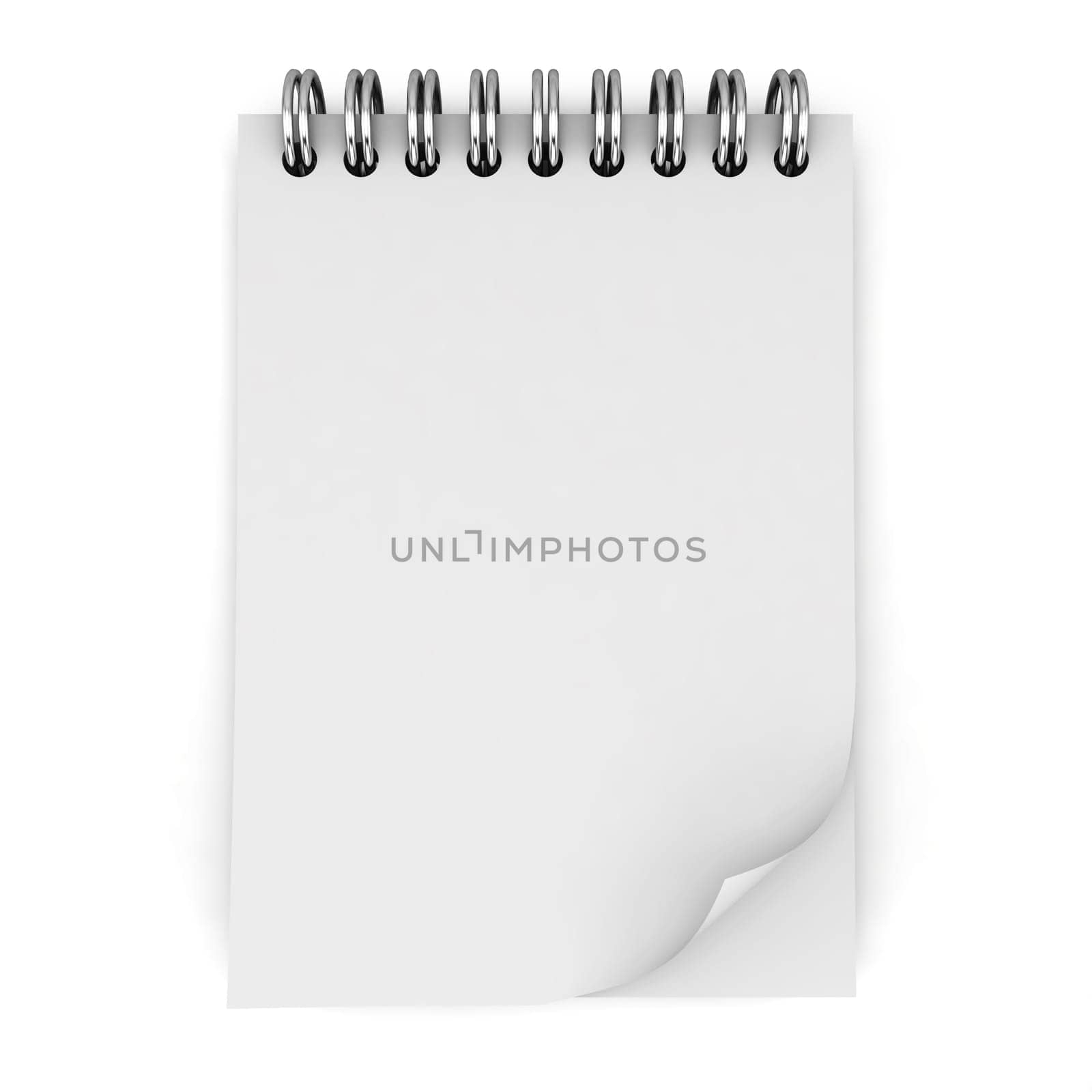 Blank notebook. 3d illustration isolated on white background