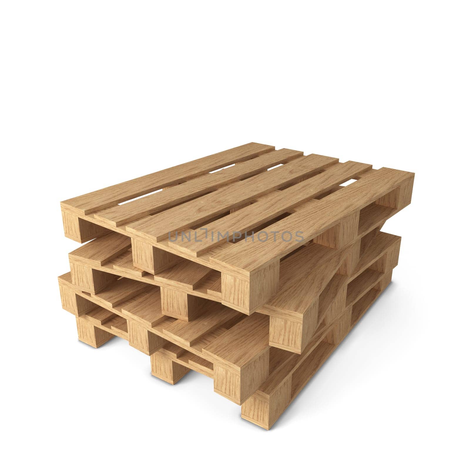 Wooden pallets. 3d illustration isolated on white background