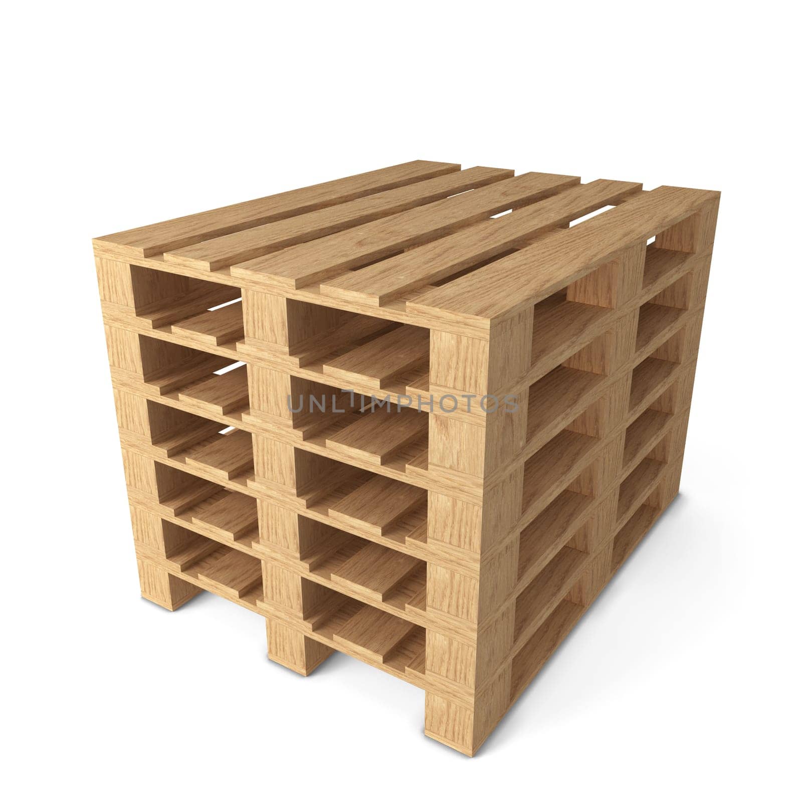 Wooden pallets. 3d illustration isolated on white background