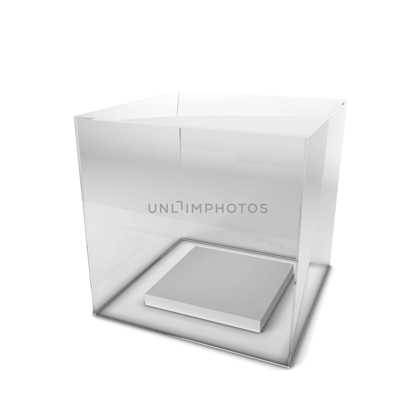 Empty showcase. 3d illustration isolated on white background