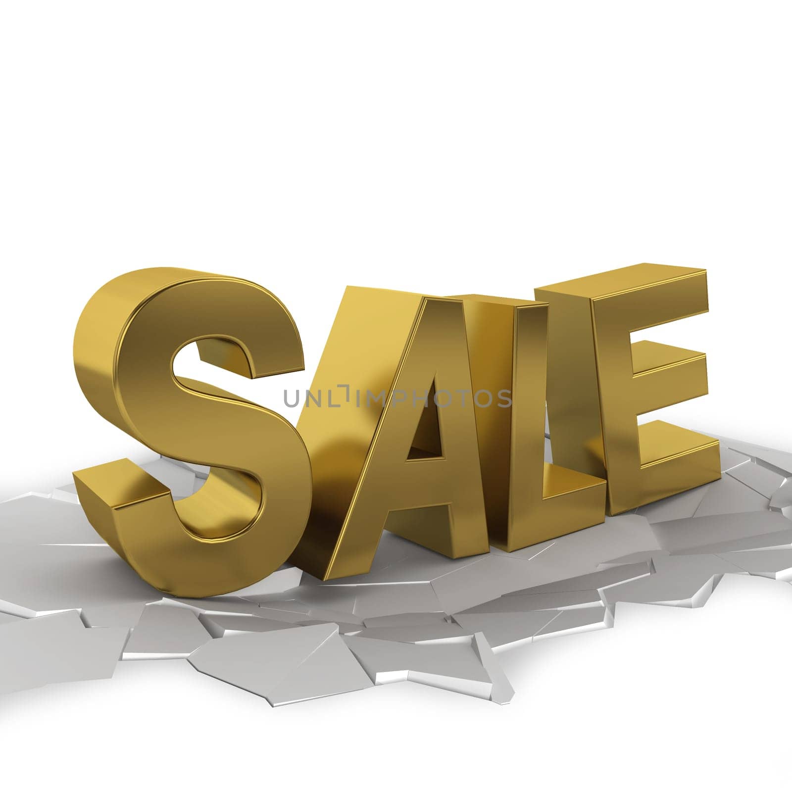 Sale breaking ground. 3d illustration isolated on white background