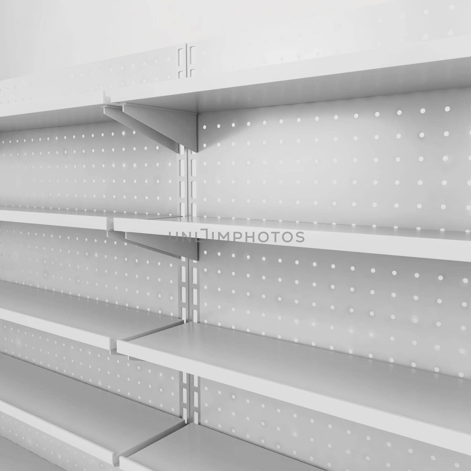Store shelves. 3d illustration isolated on white background