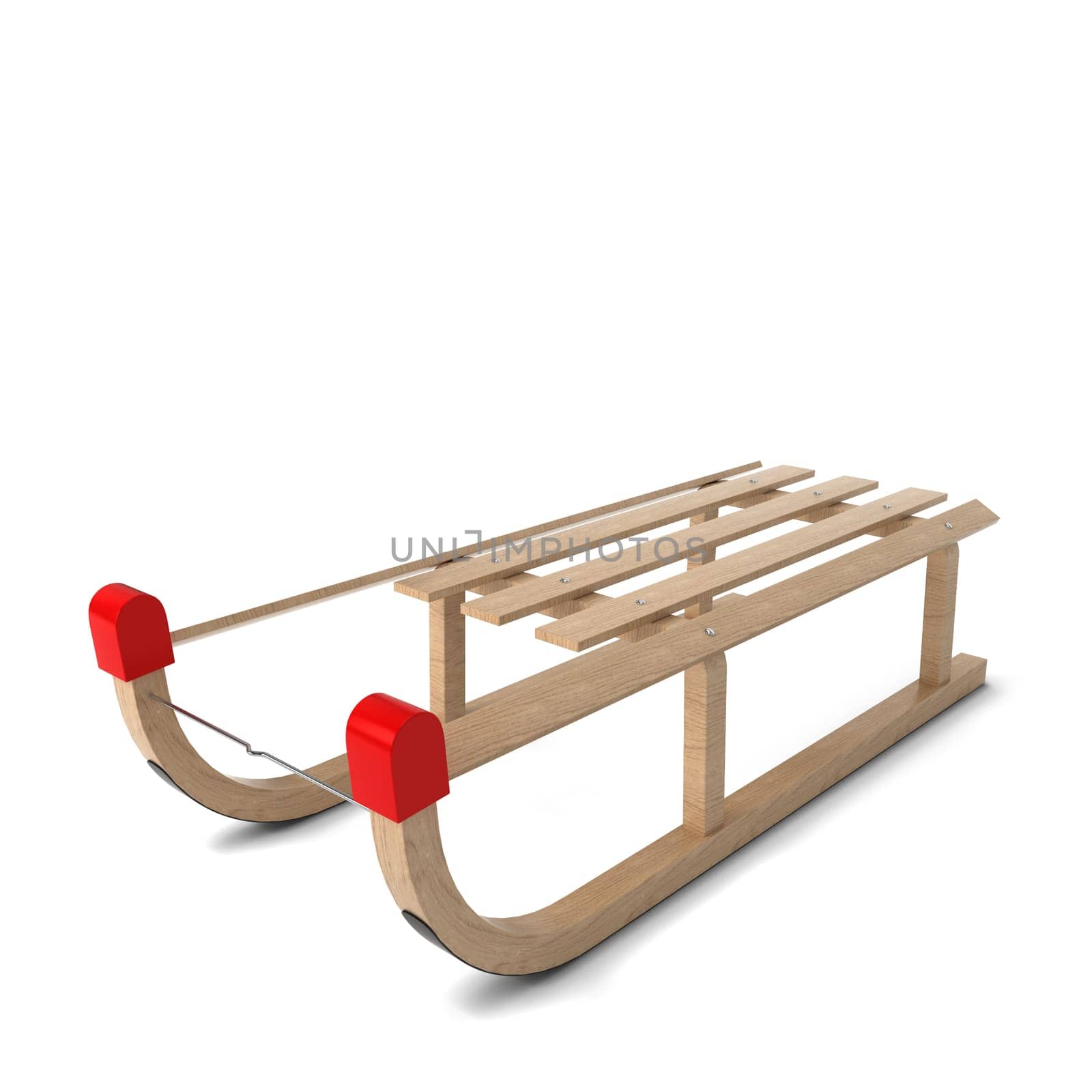 Wooden sledge. 3d illustration isolated on white background