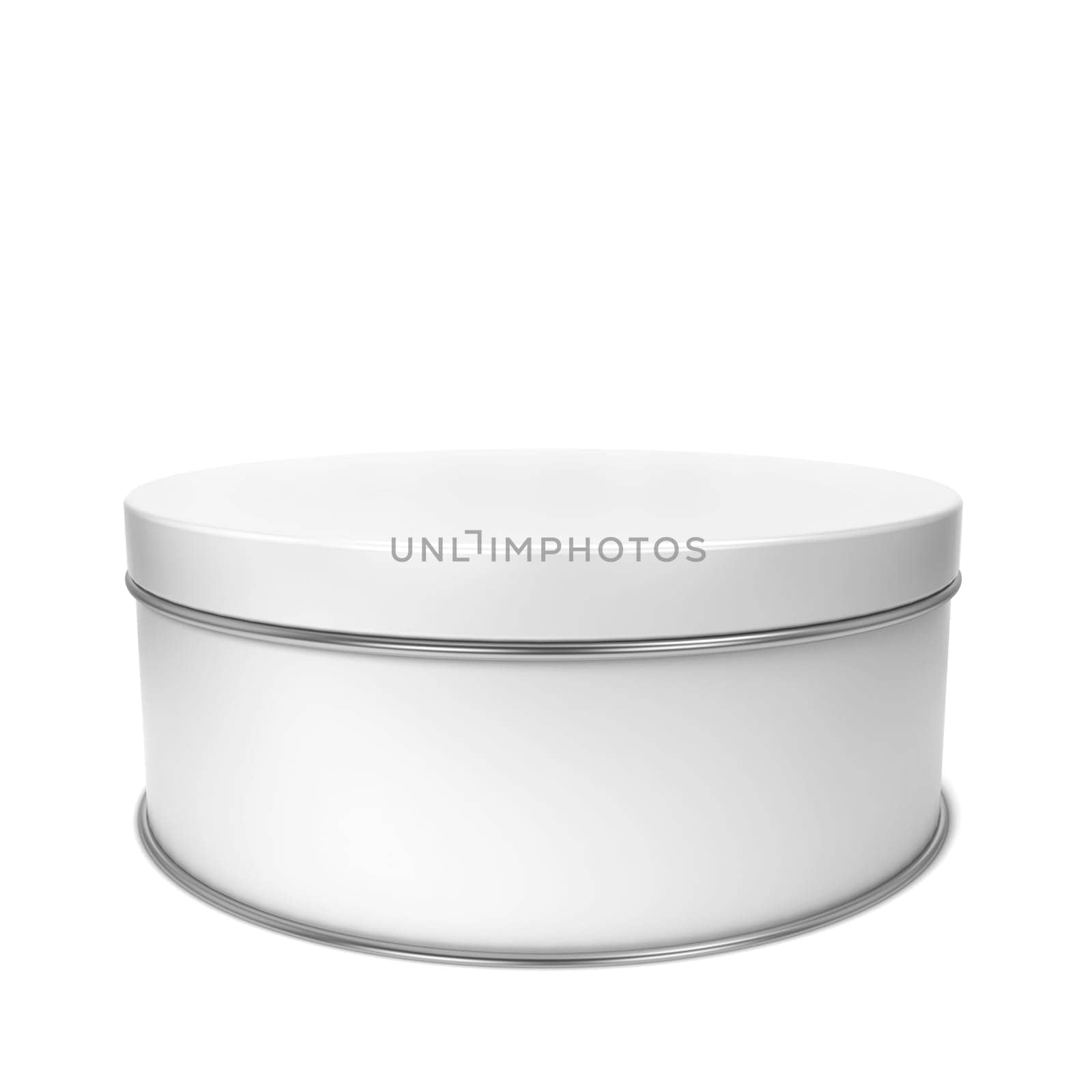 Tin box. 3d illustration isolated on white background