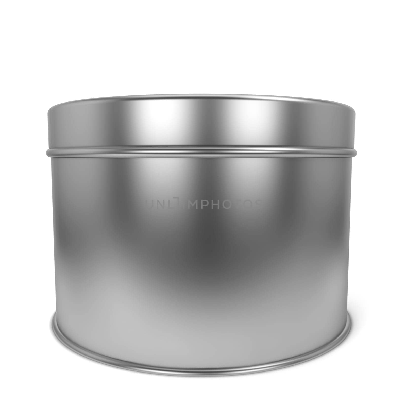 Tin box. 3d illustration isolated on white background