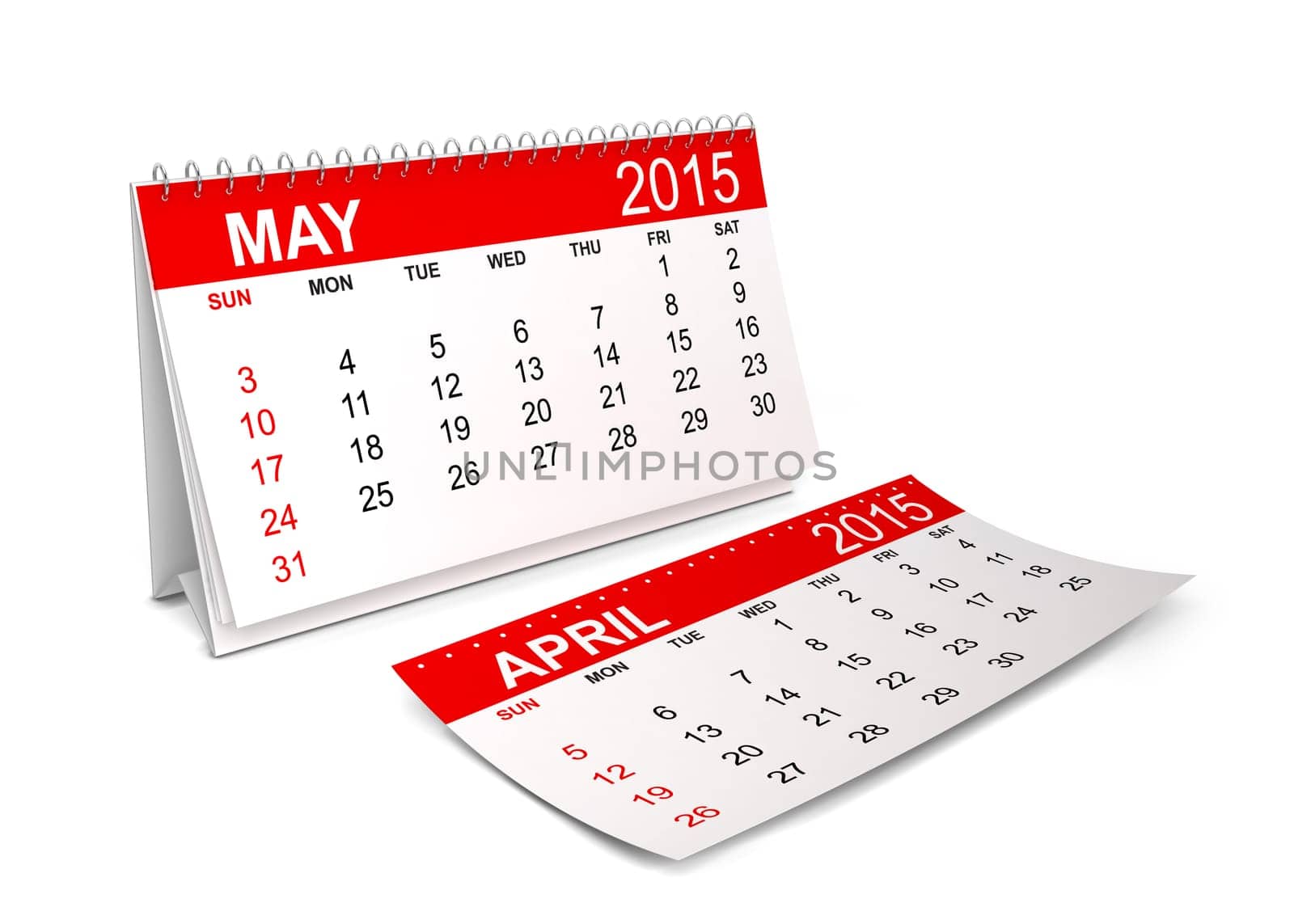2015 Calendar. May. 3d illustration isolated on white background