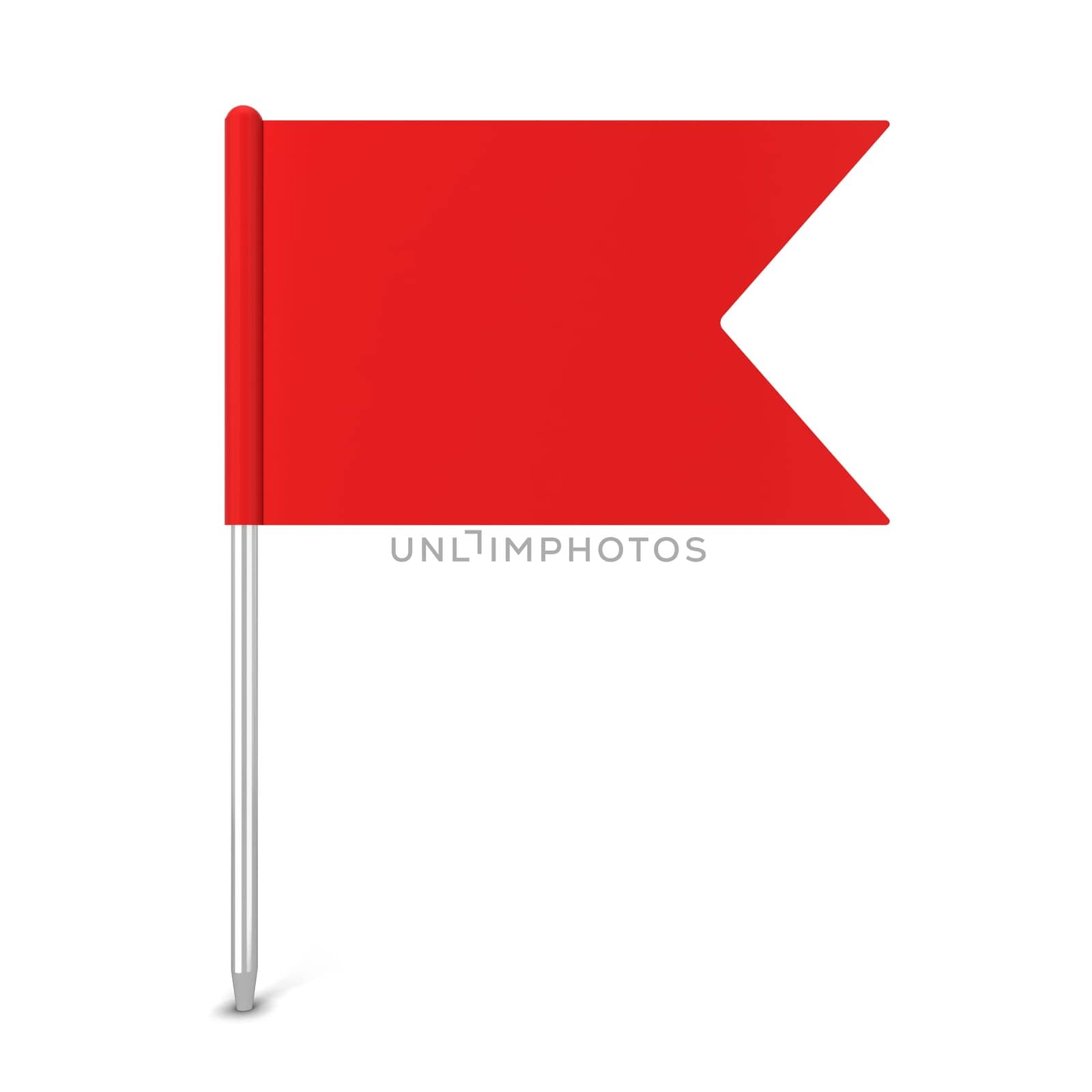 Pin flag. 3d illustration isolated on white background