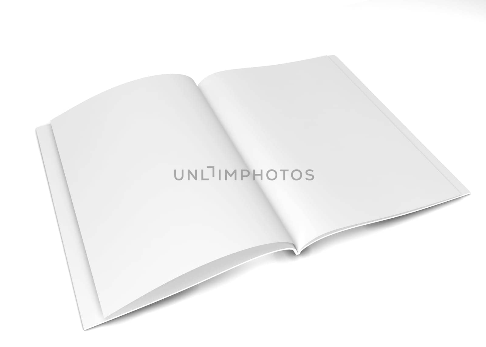 Open magazine or brochure. 3d illustration isolated on white background