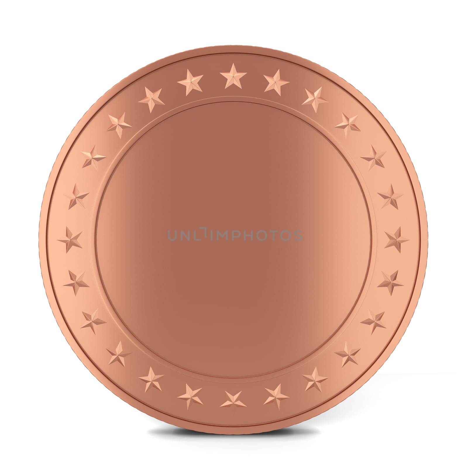 Copper coin. 3d illustration isolated on white background