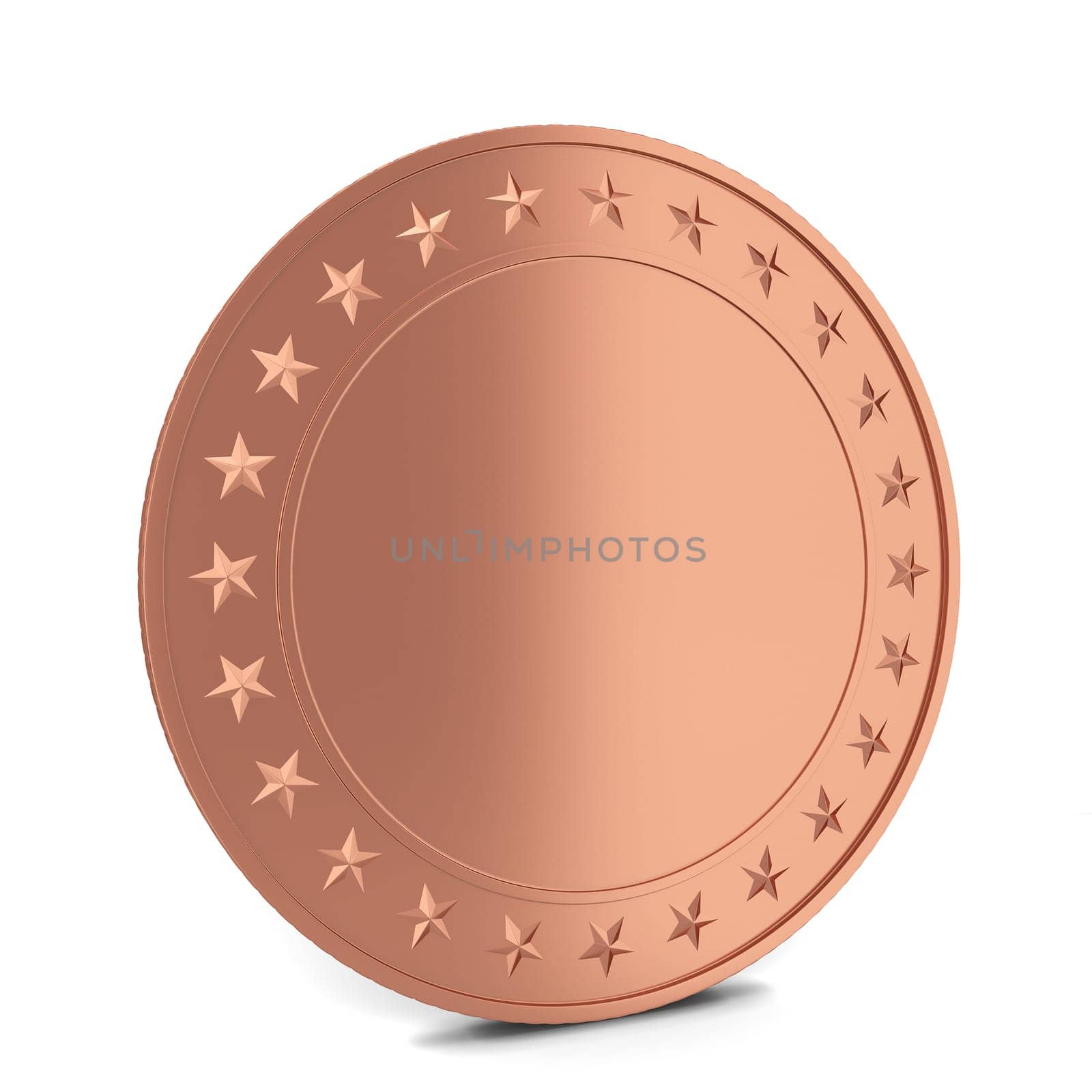 Copper coin. 3d illustration isolated on white background