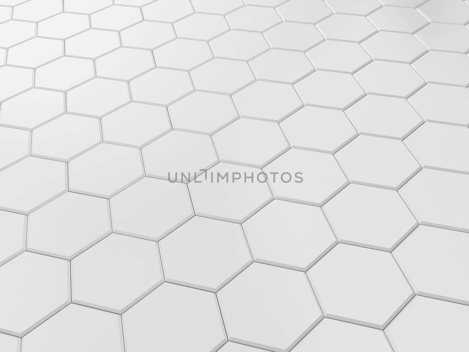 White hexagonal tile. 3d background