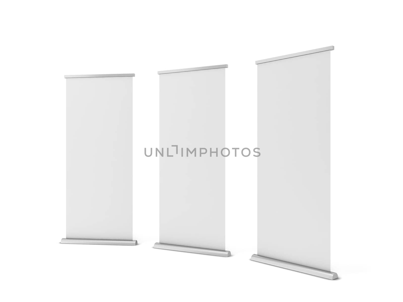 Roll up banner. 3d illustration isolated on white background