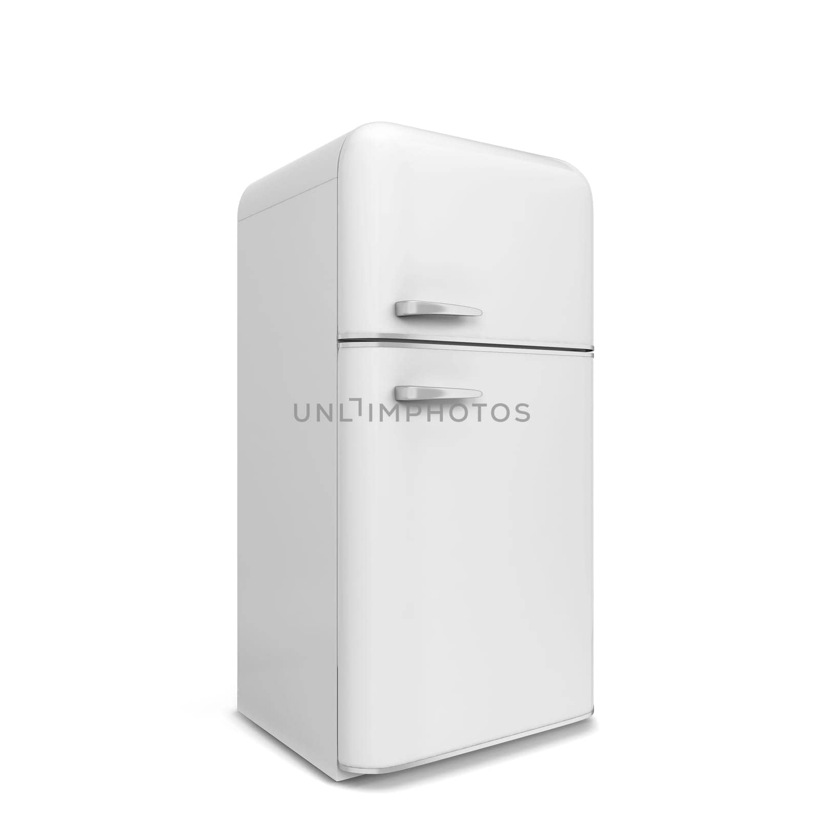 Retro kitchen fridge. 3d illustration isolated on white background