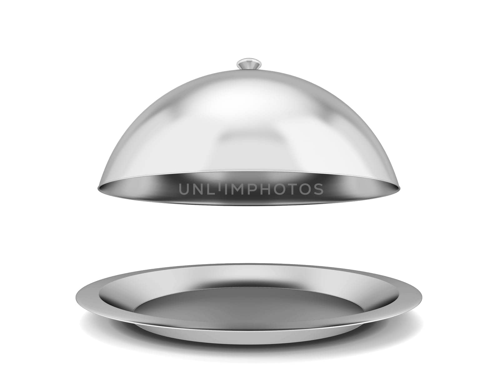 Restaurant cloche plate. 3d illustration isolated on white background