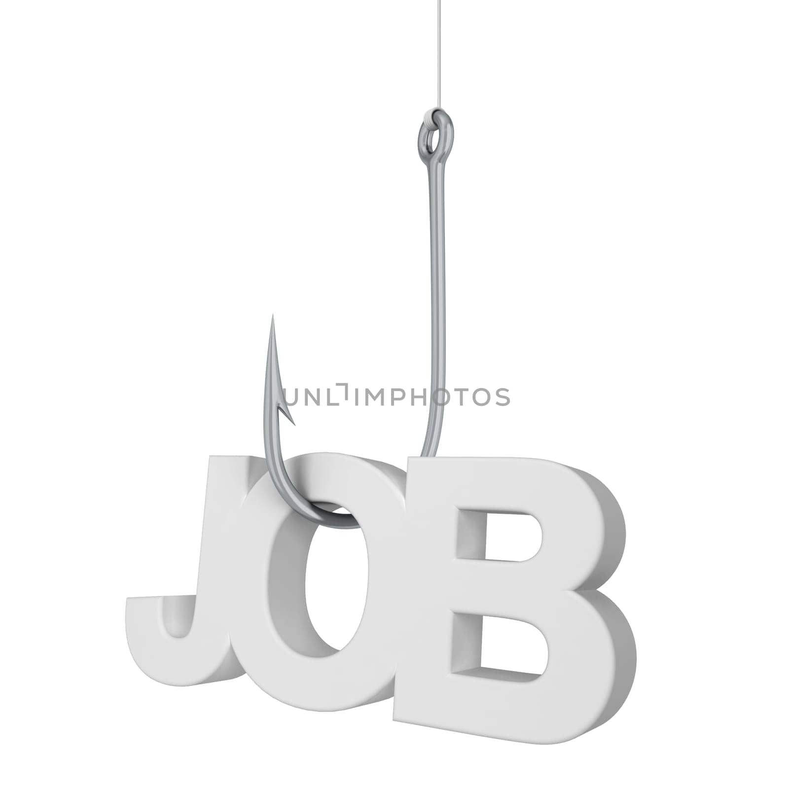 Job on a hook. 3d illustration isolated on white background
