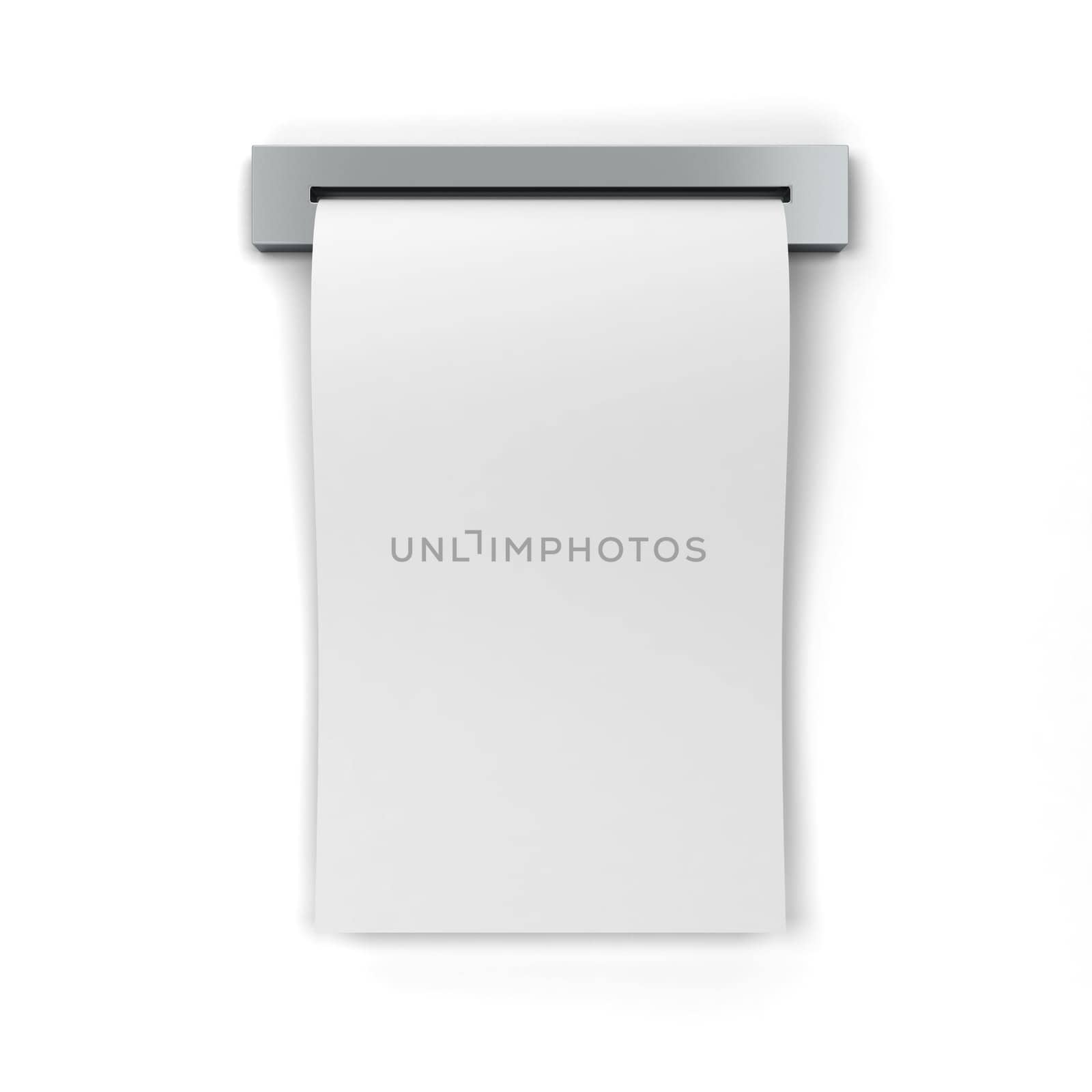 Blank cash receipt. 3d illustration isolated on white background