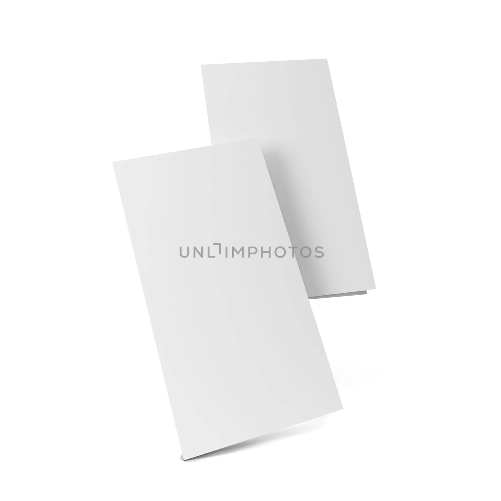 Blank leaflet mockup. 3d illustration isolated on white background