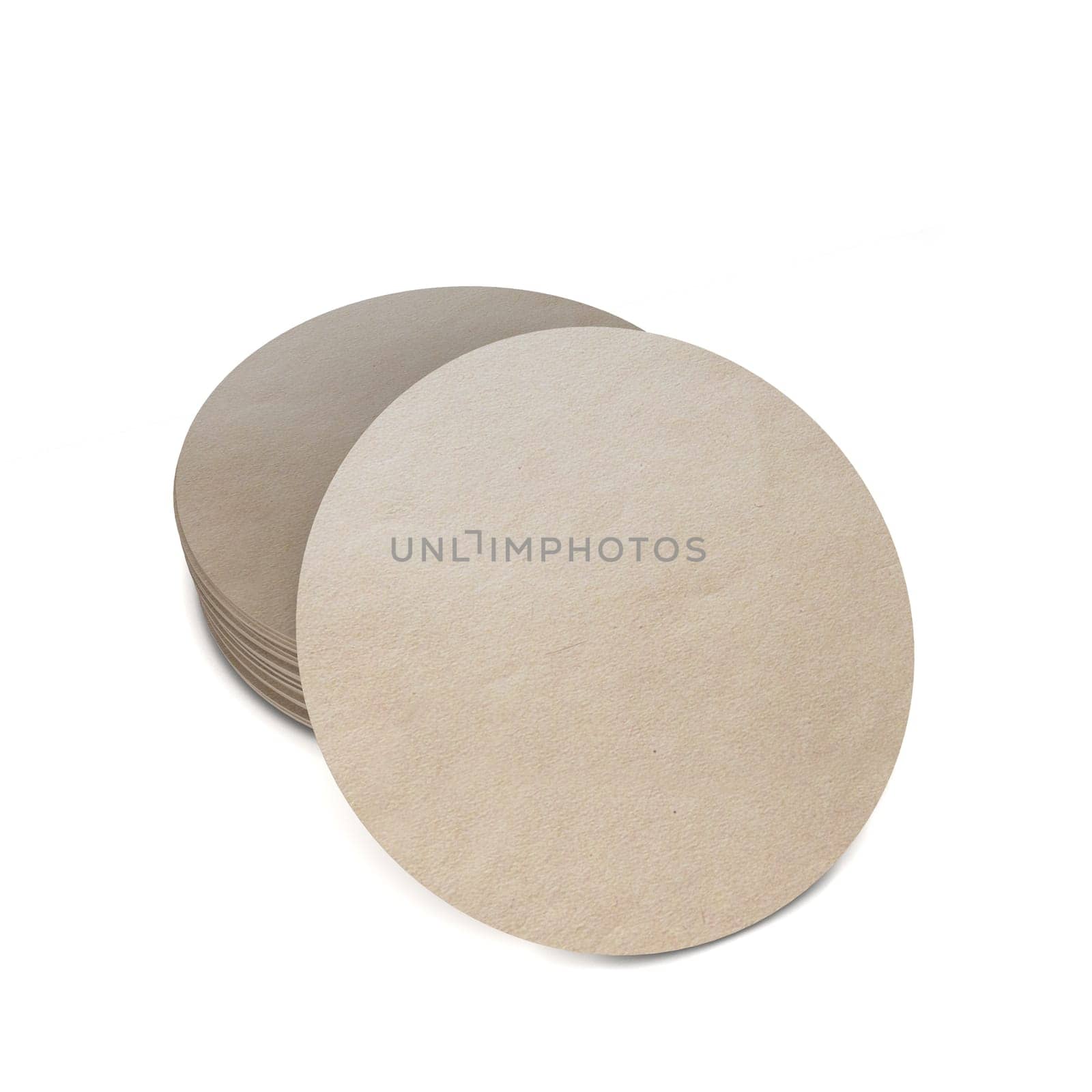 Blank coasters template. 3d illustration isolated on white background