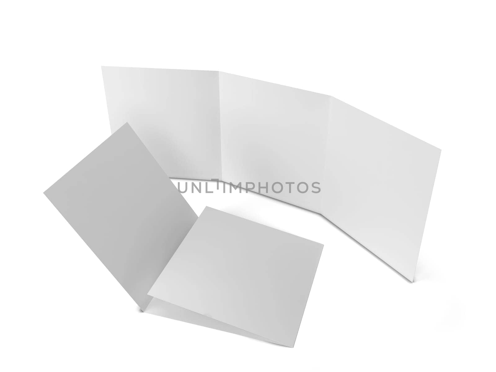 Blank leaflet mockup. 3d illustration isolated on white background