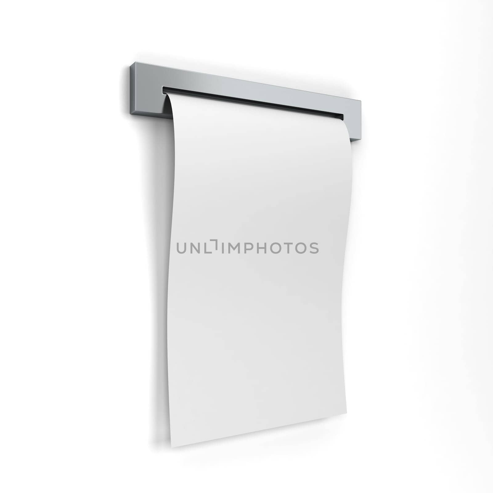 Blank cash receipt. 3d illustration isolated on white background
