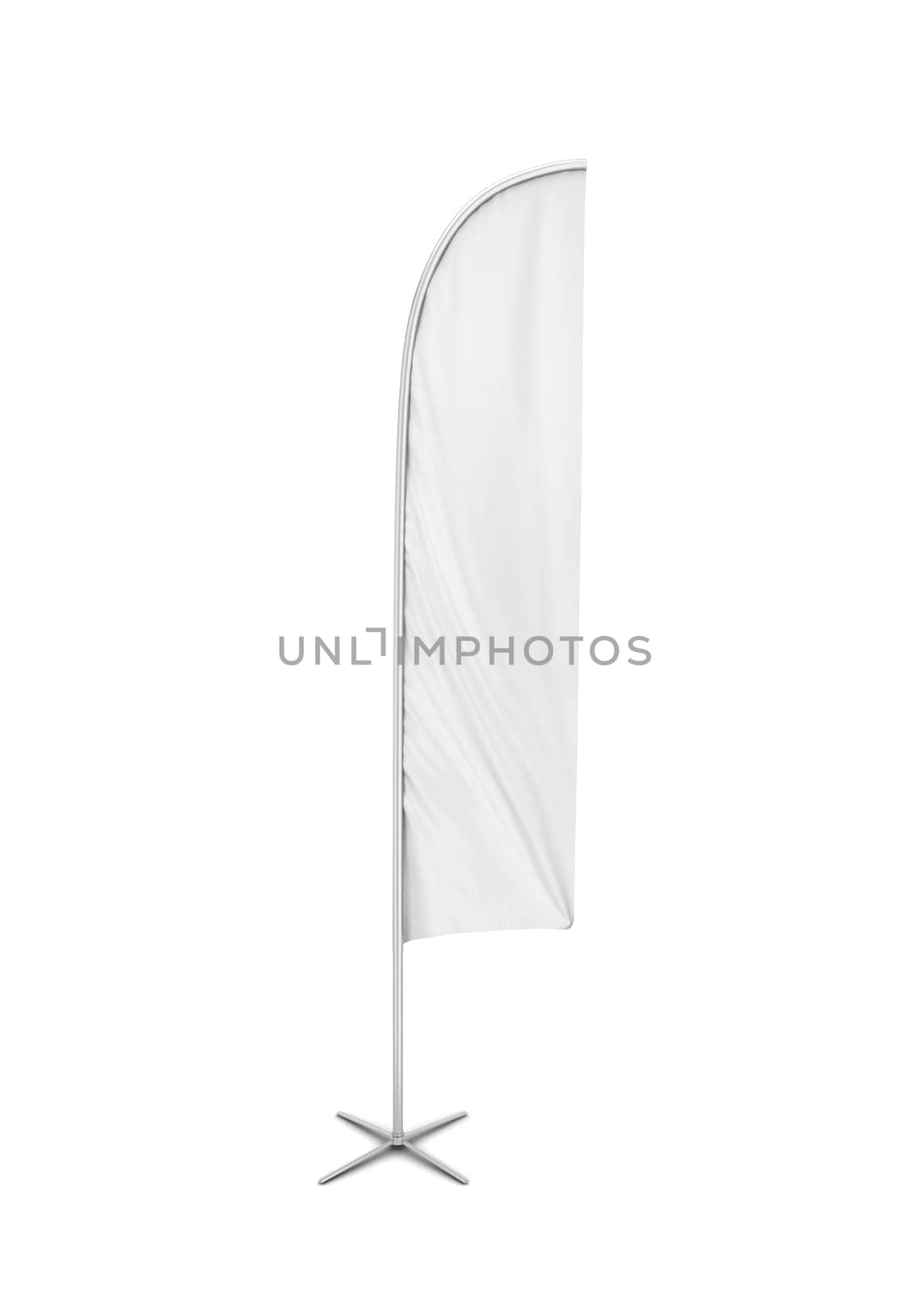 Blank feather flag banner. 3d illustration isolated on white background