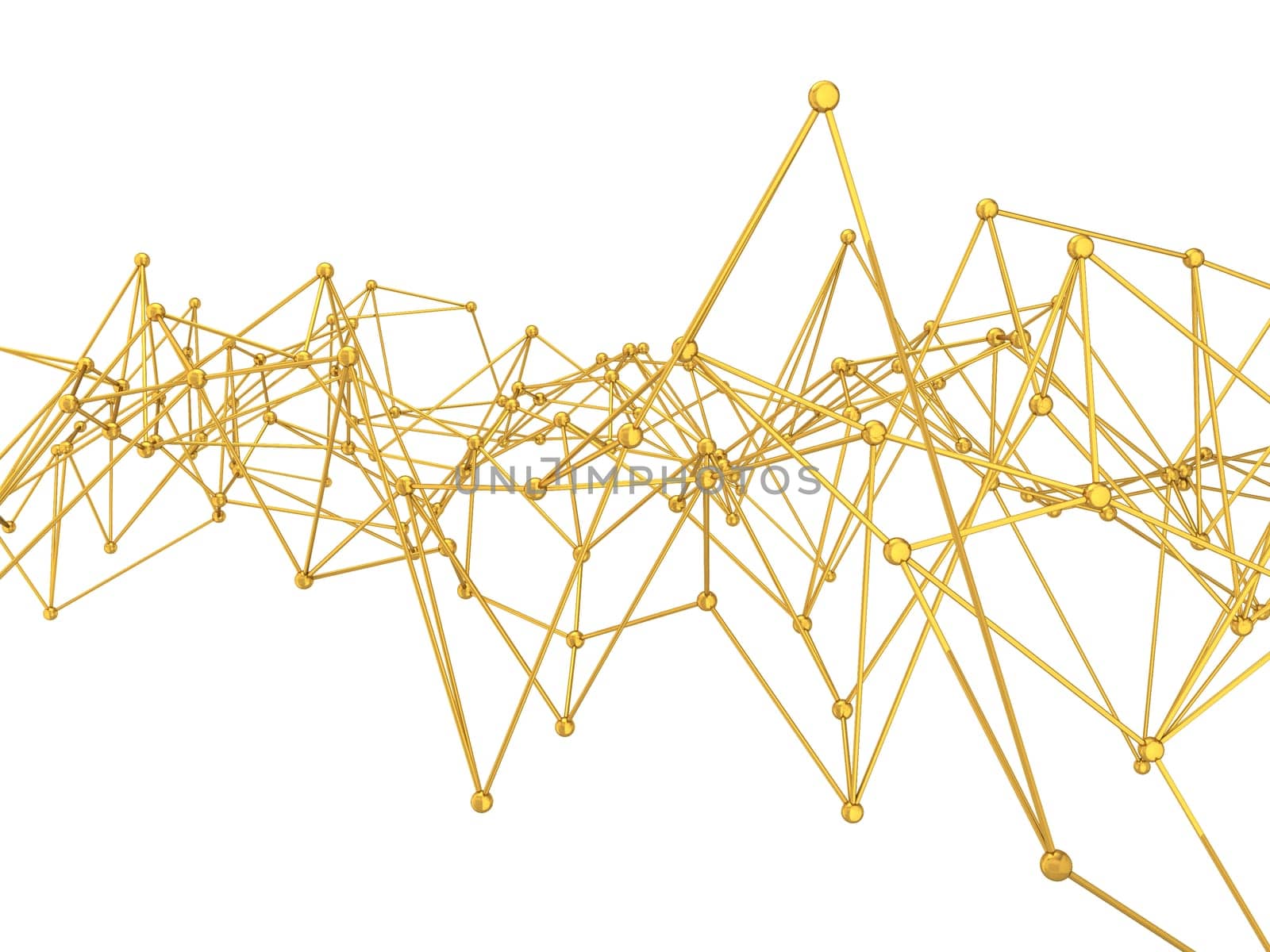 Abstract connections network. 3d illustration isolated on white background