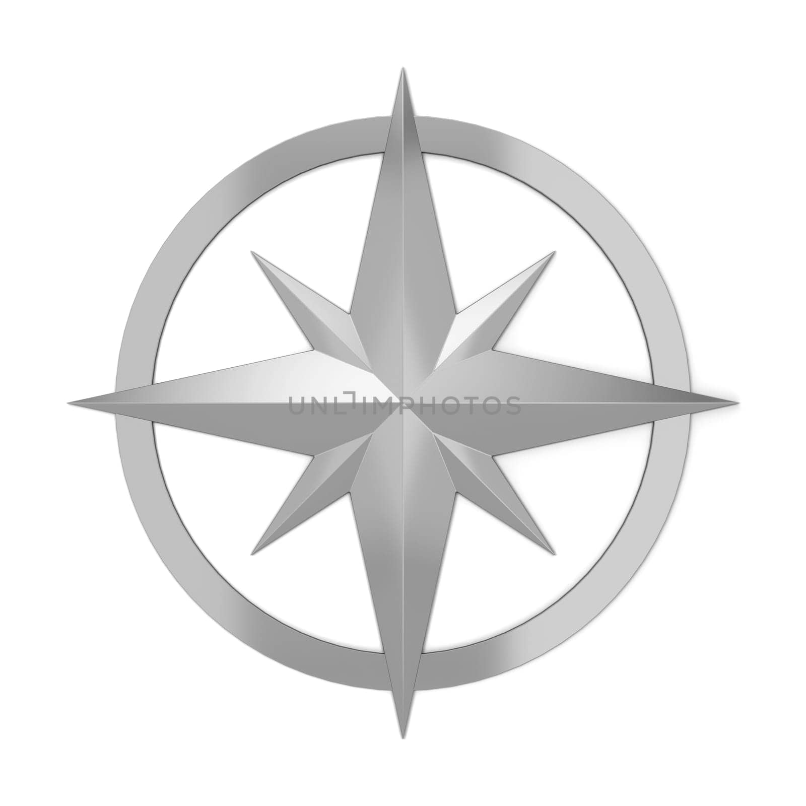 Compass rose symbol. 3d illustration isolated on white background