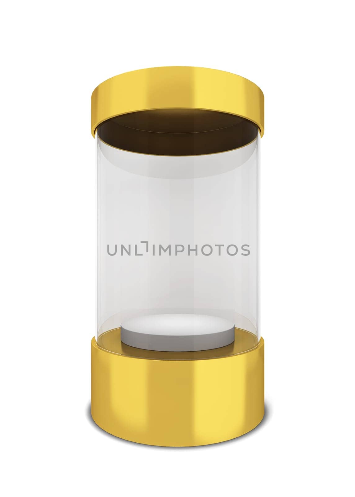 Cylinder showcase. 3d illustration isolated on white background