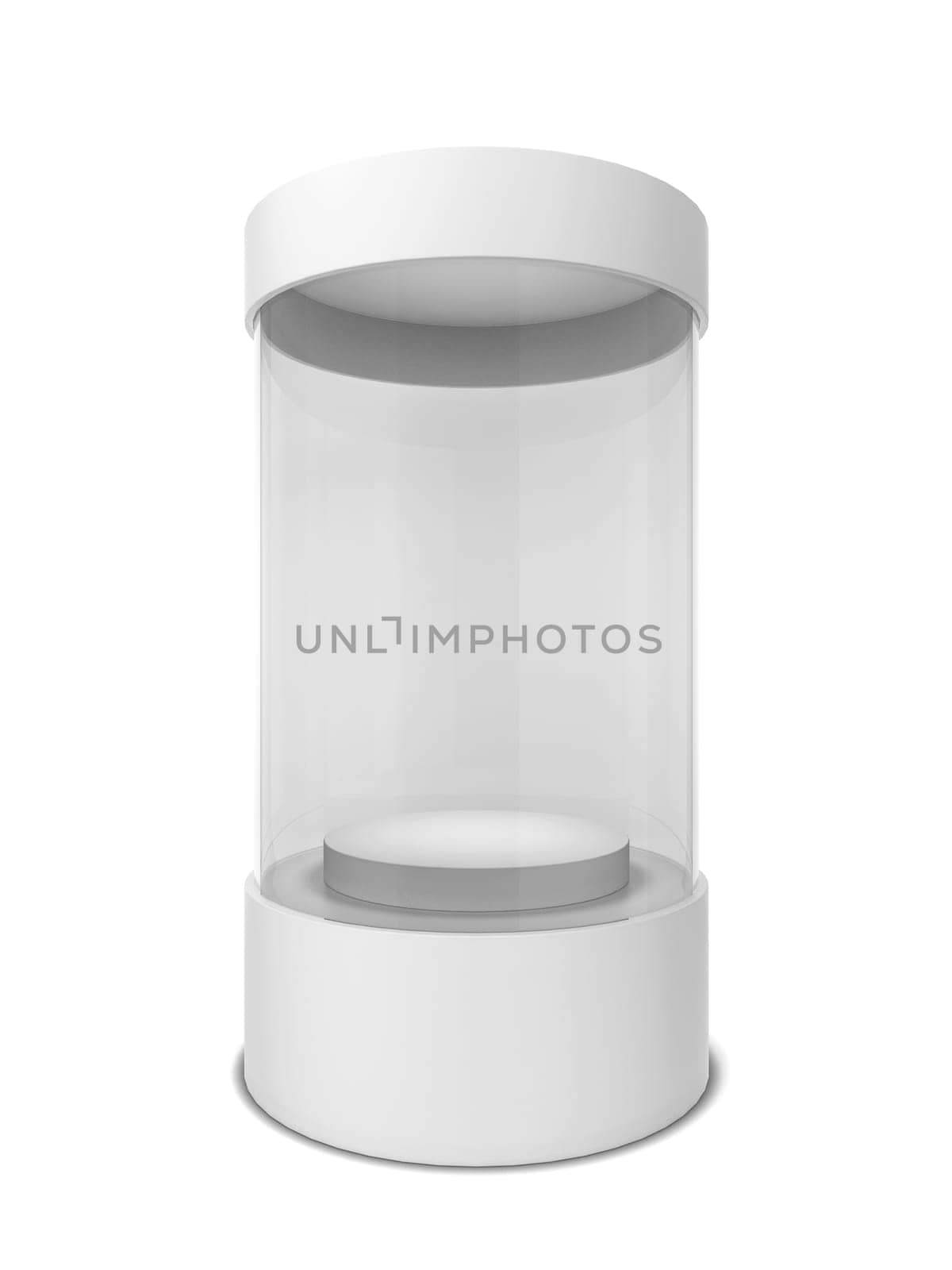 Cylinder showcase. 3d illustration isolated on white background