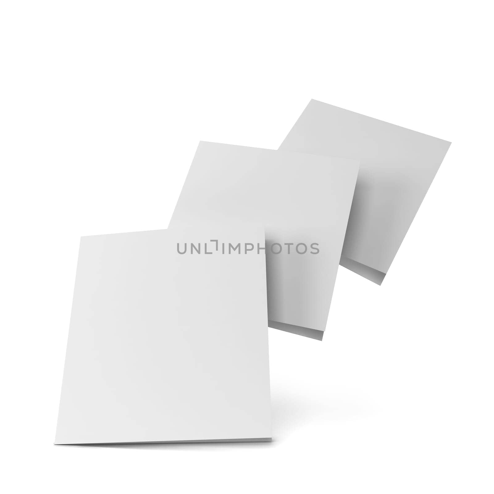 Blank leaflet mockup. 3d illustration isolated on white background