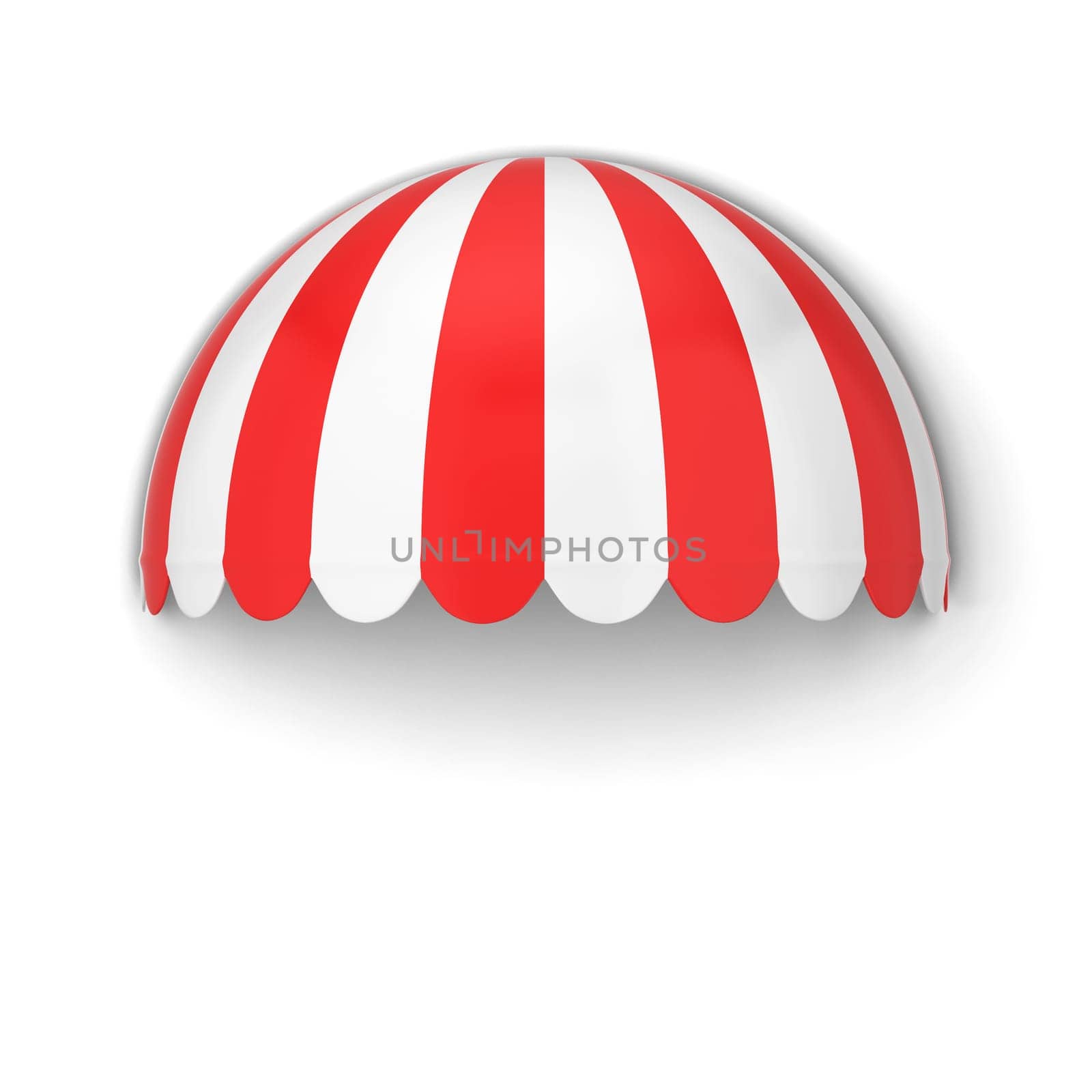 Spherical store awning. 3d illustration isolated on white background