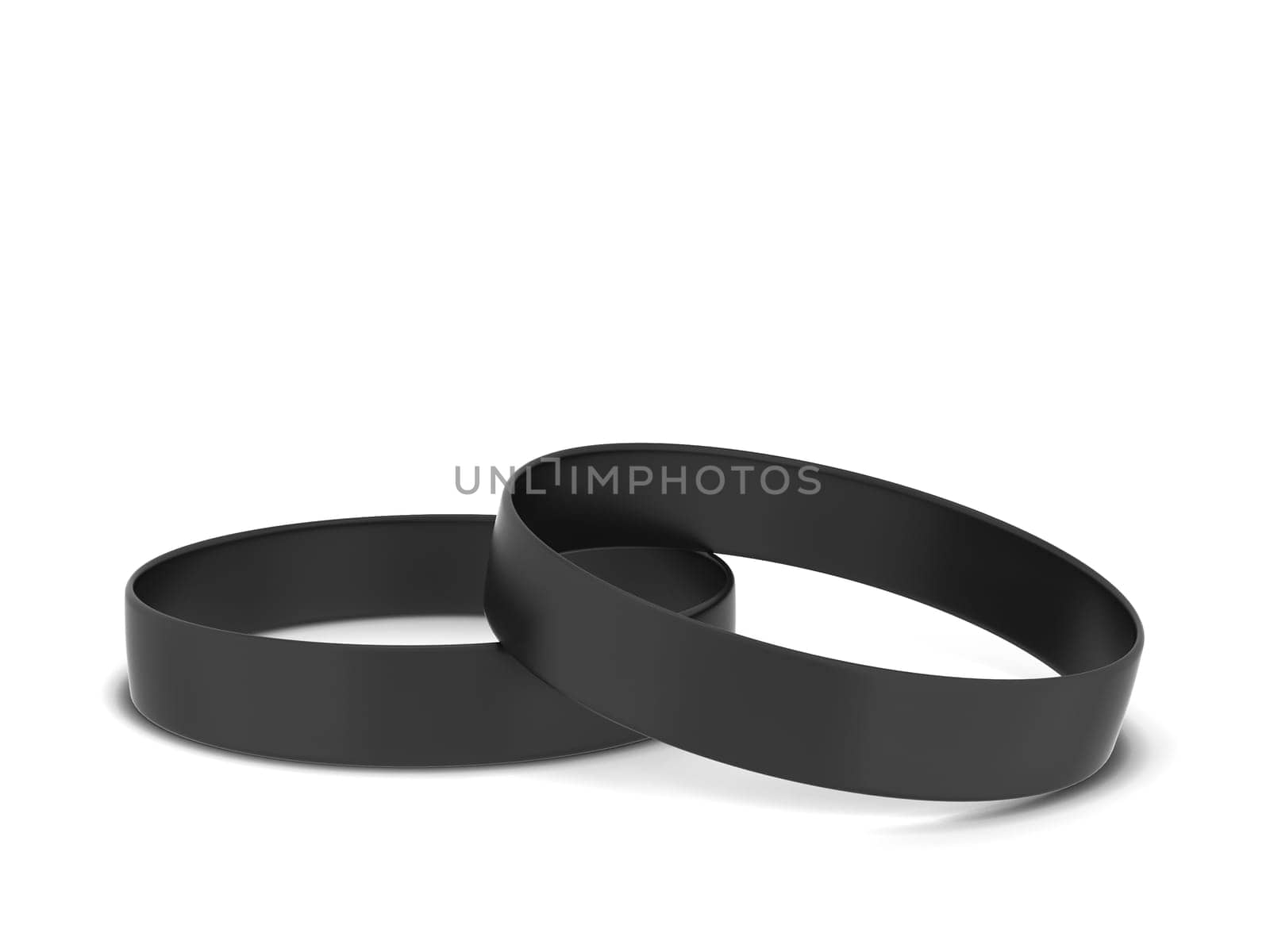 Two rubber bracelets. 3d illustration isolated on white background