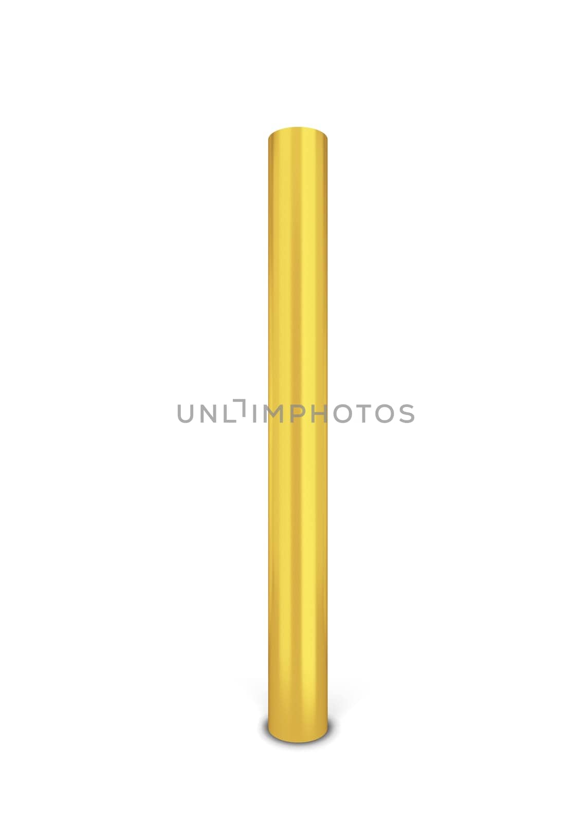 Single metal pipe. 3d illustration isolated on white background