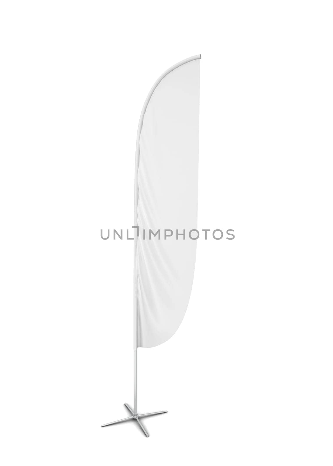 Blank feather flag banner. 3d illustration isolated on white background