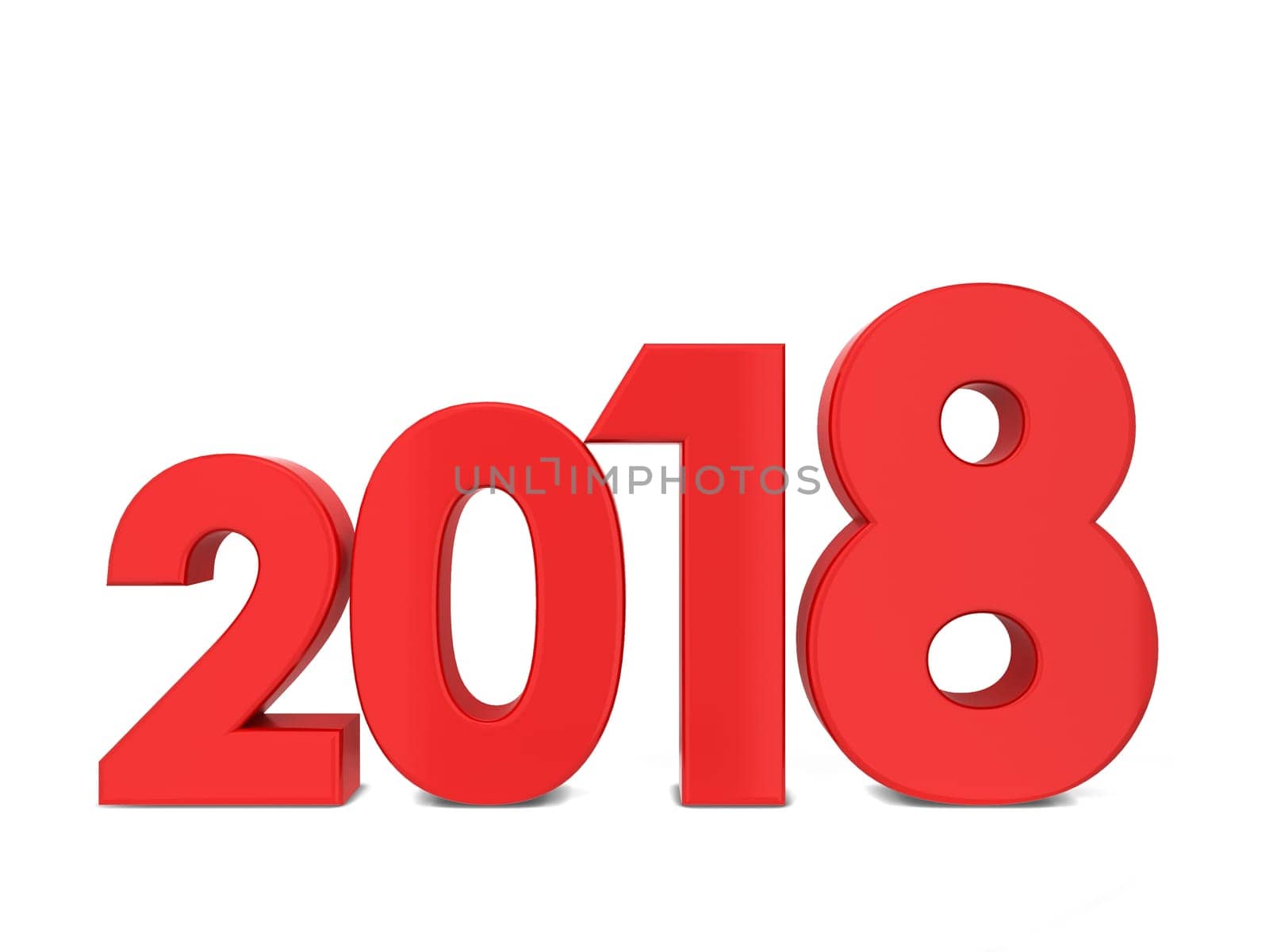 2018 text sign. 3d illustration isolated on white background