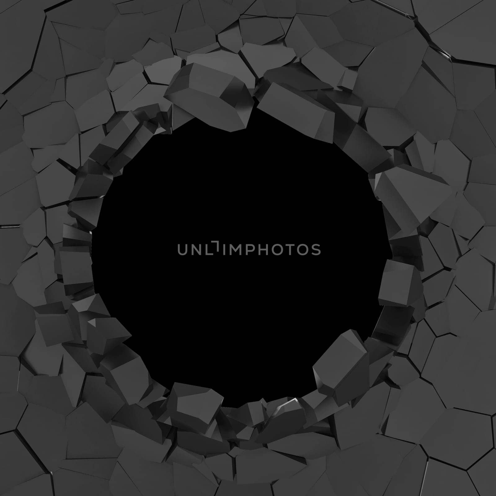 Broken wall. 3d illustration isolated on white background