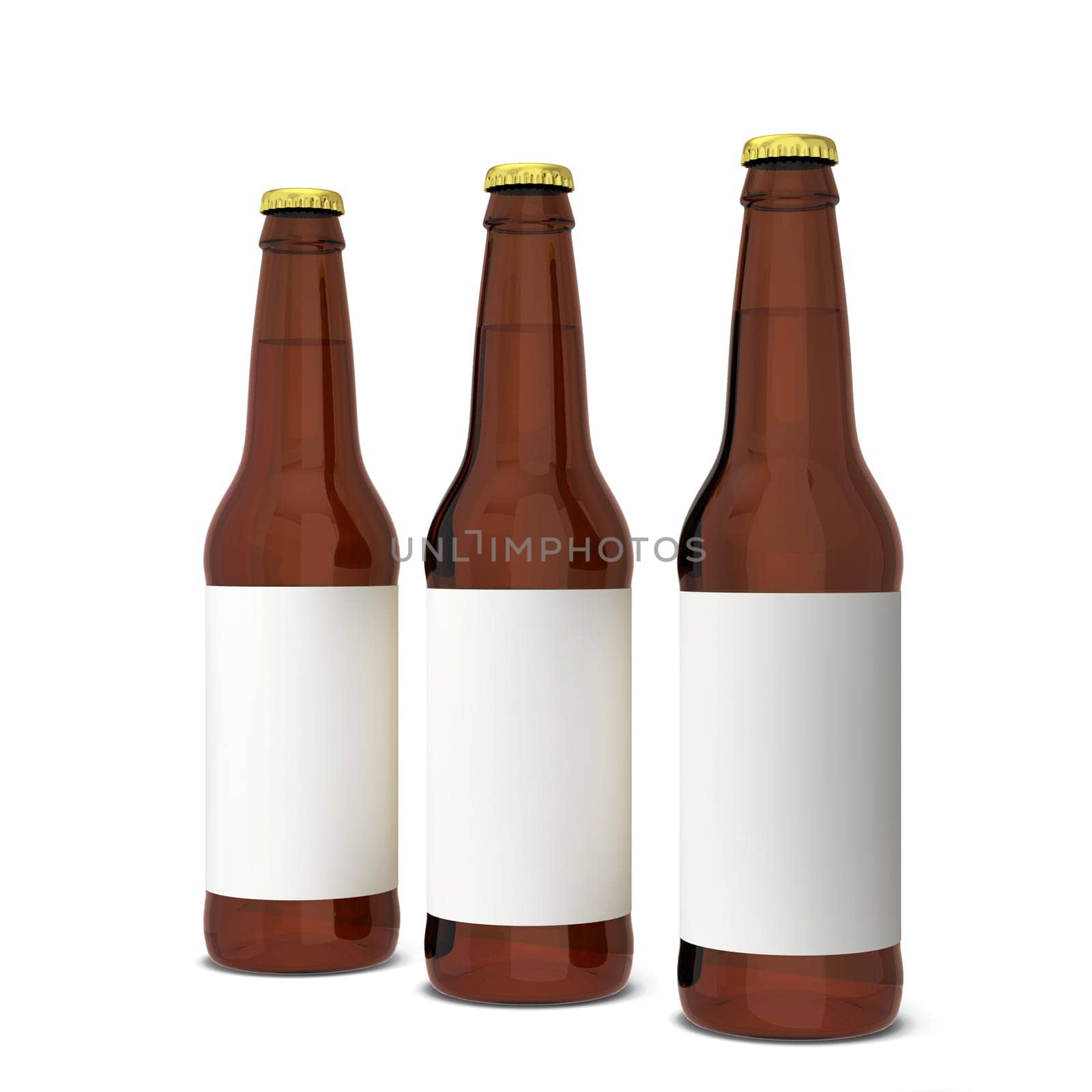 Beer bottle. 3d illustration isolated on white background