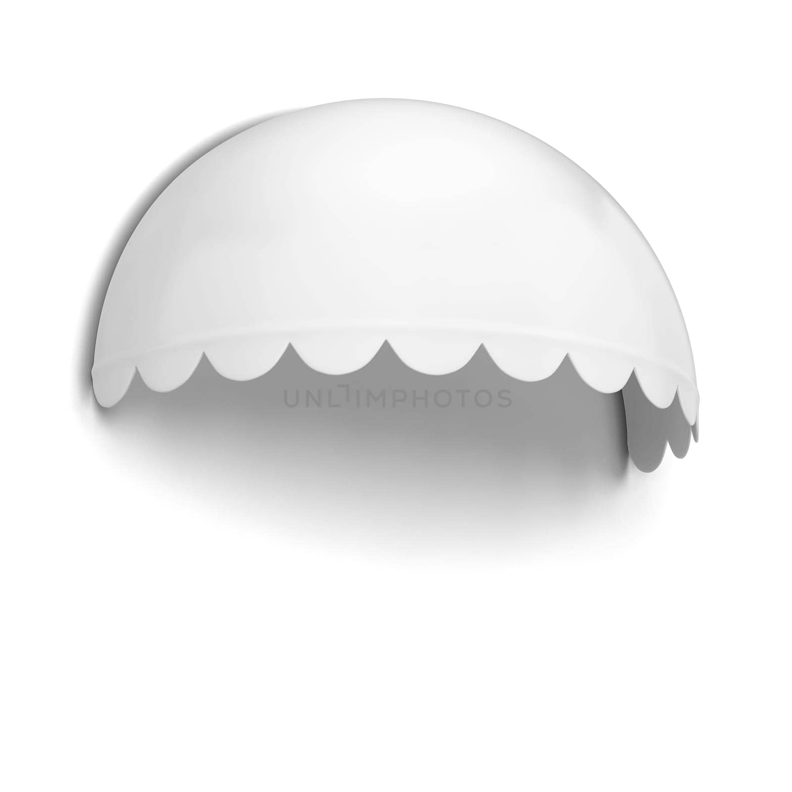 Spherical store awning. 3d illustration isolated on white background