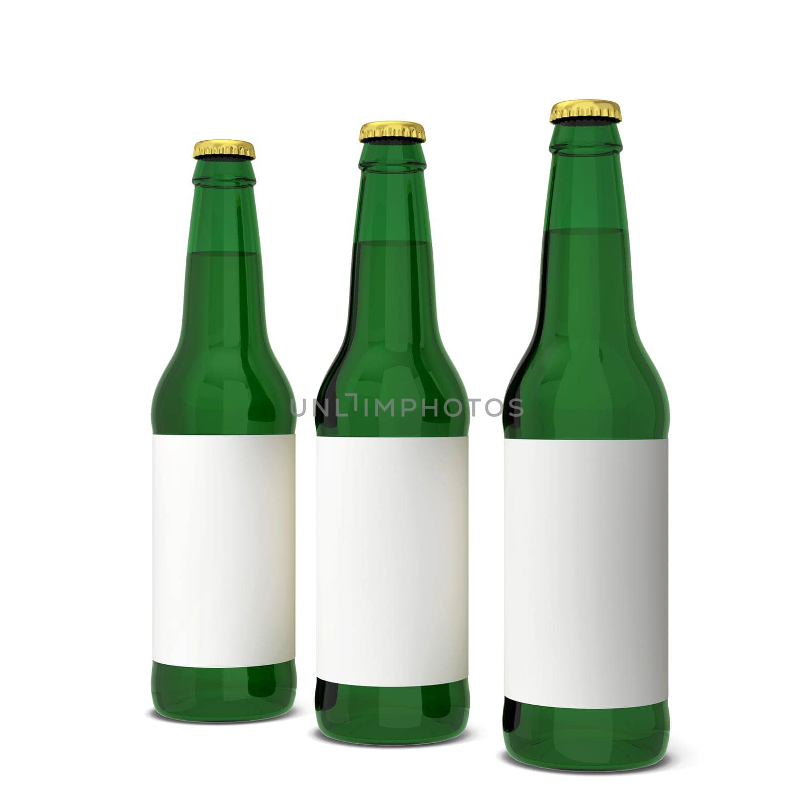 Beer bottle. 3d illustration isolated on white background