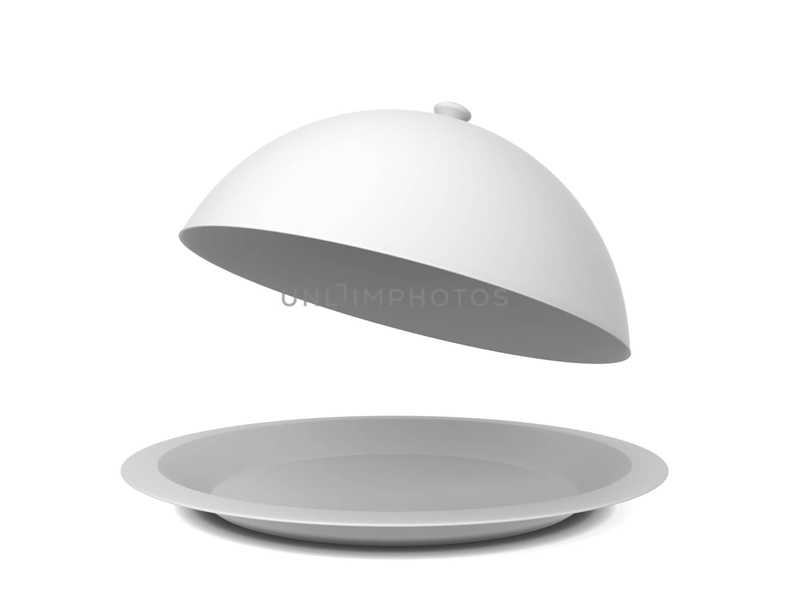 Restaurant cloche plate. 3d illustration isolated on white background