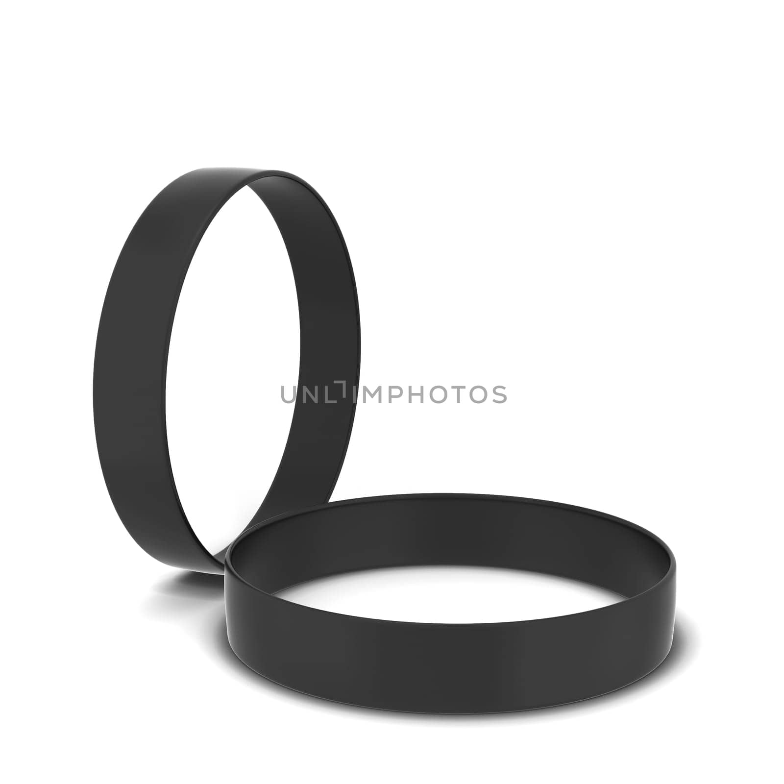 Two rubber bracelets. 3d illustration isolated on white background
