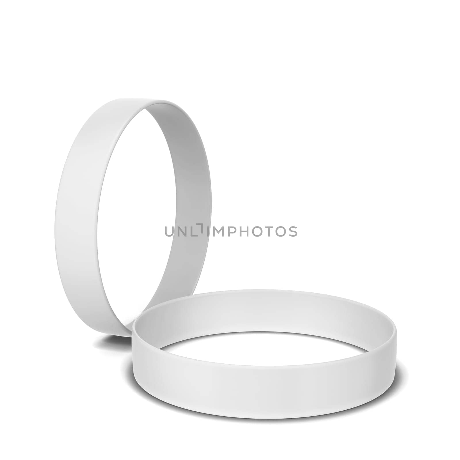 Two rubber bracelets. 3d illustration isolated on white background