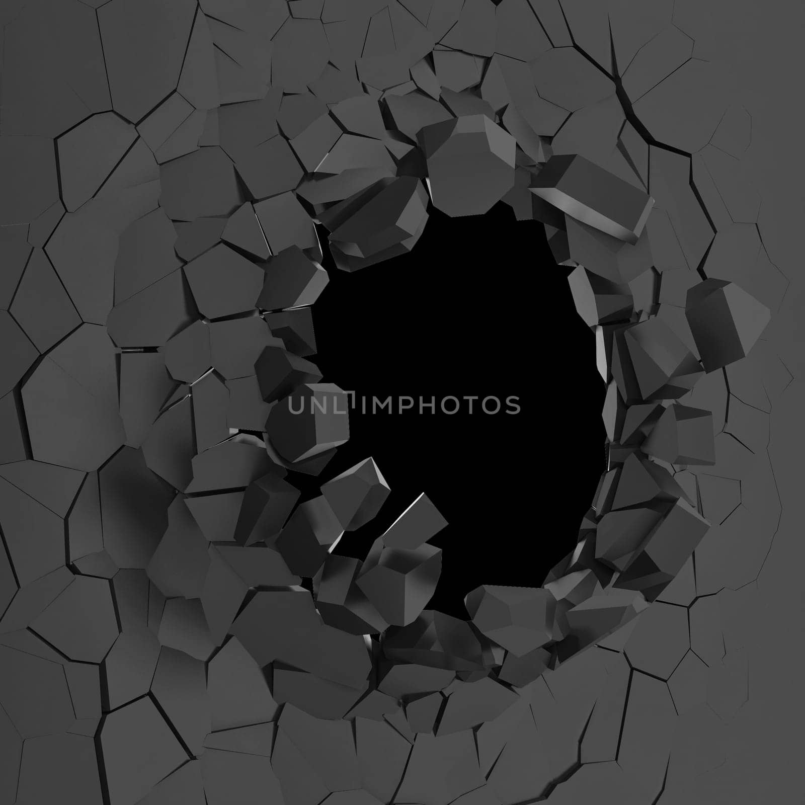 Broken wall. 3d illustration isolated on white background