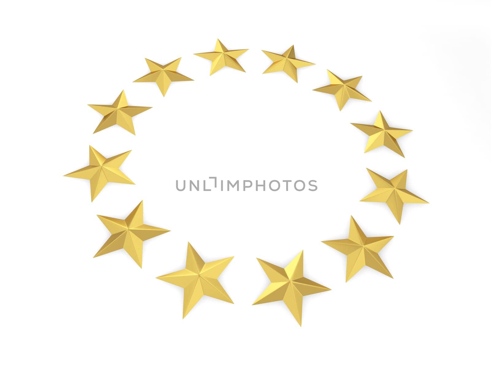 Stars in a circle shape. 3d illustration isolated on white background