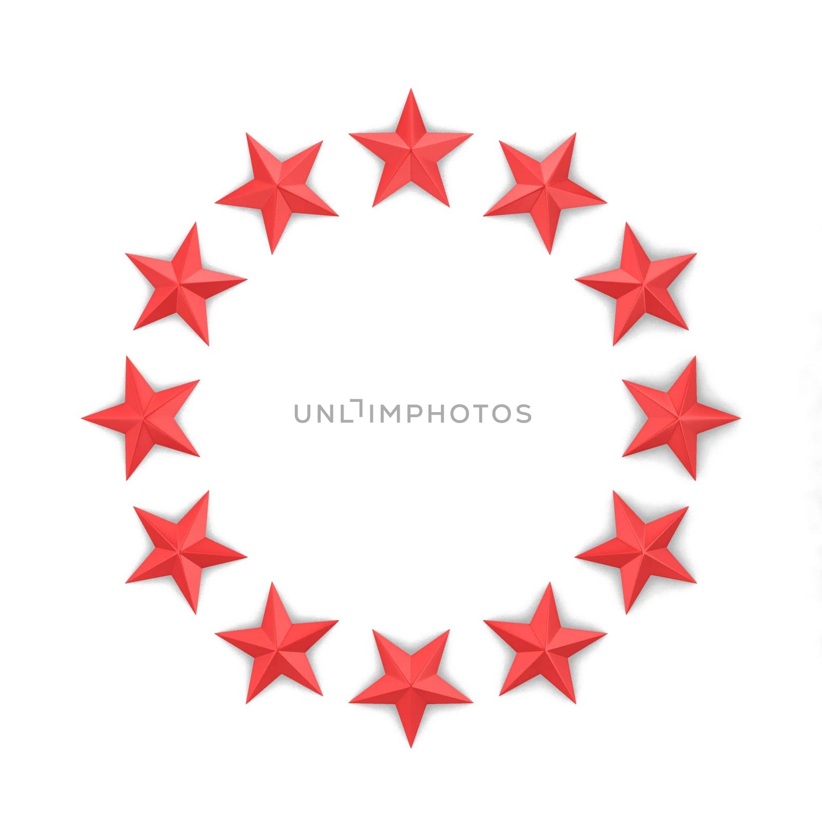 Stars in a circle shape. 3d illustration isolated on white background