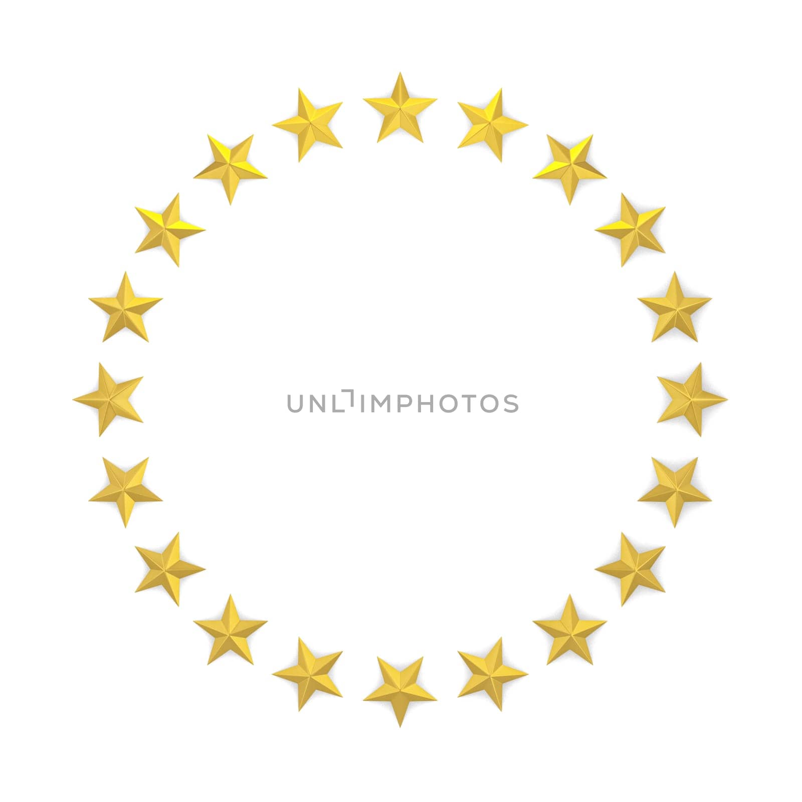 Stars in a circle shape. 3d illustration isolated on white background