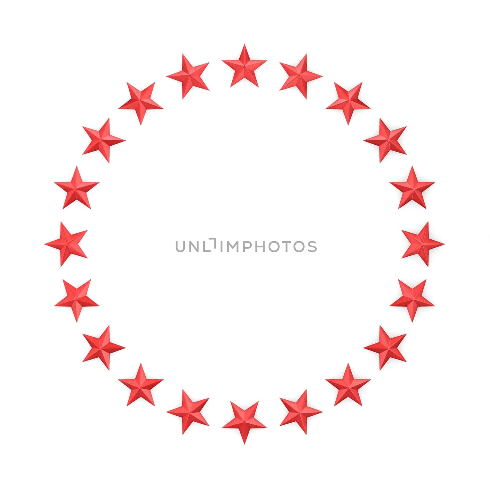 Stars in a circle shape. 3d illustration isolated on white background