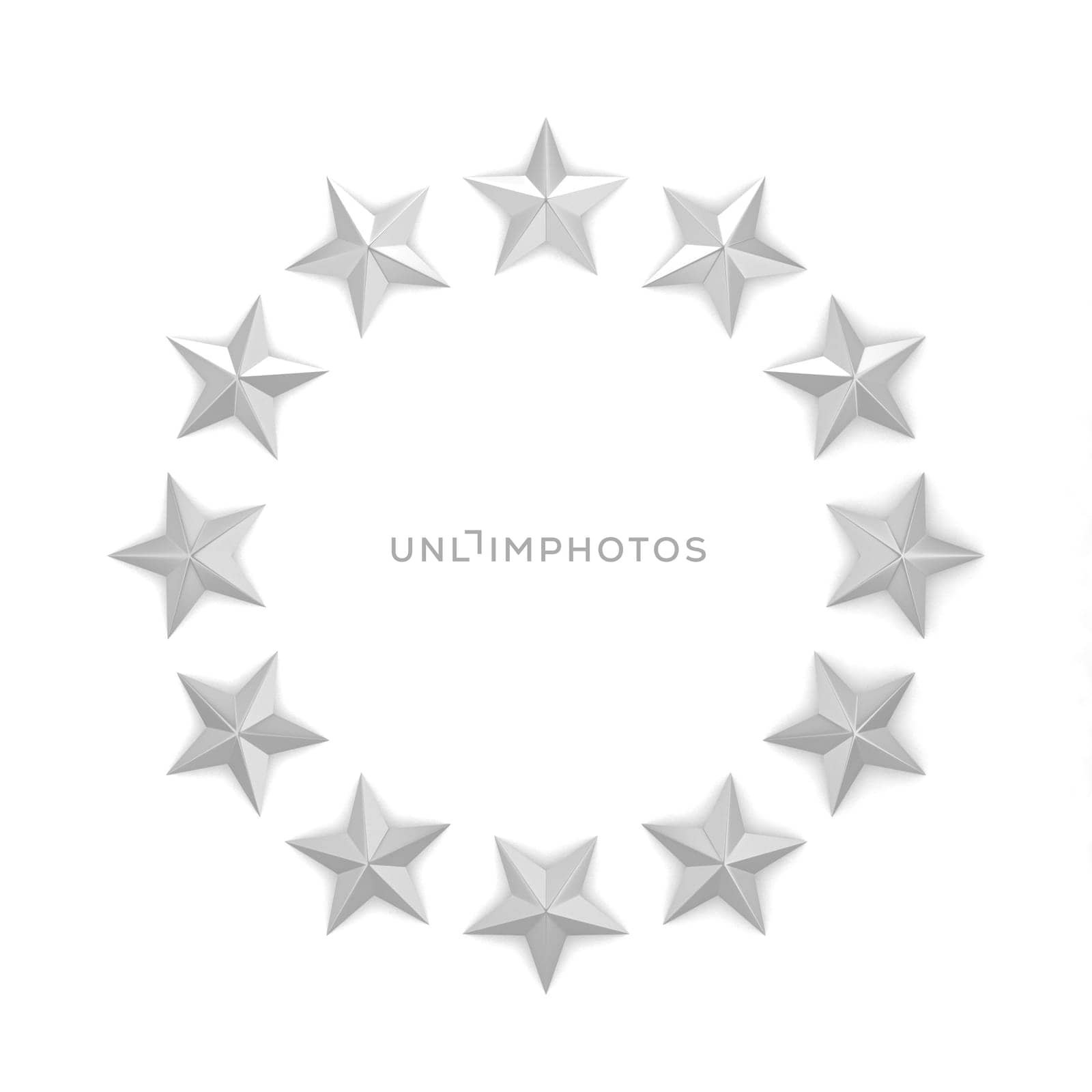 Stars in a circle shape. 3d illustration isolated on white background
