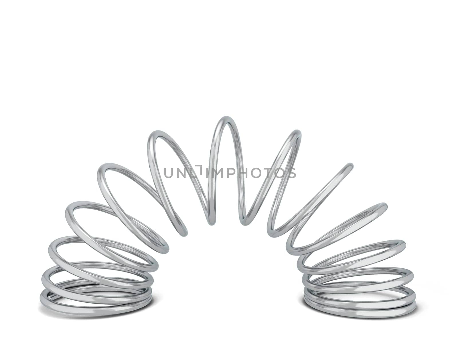 Metal spring. 3d illustration isolated on white background